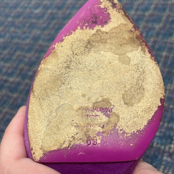 Preloved Saint Laurent Paris Purple Suede Janis Platform Pumps Size 39 - Picture 9 of 17